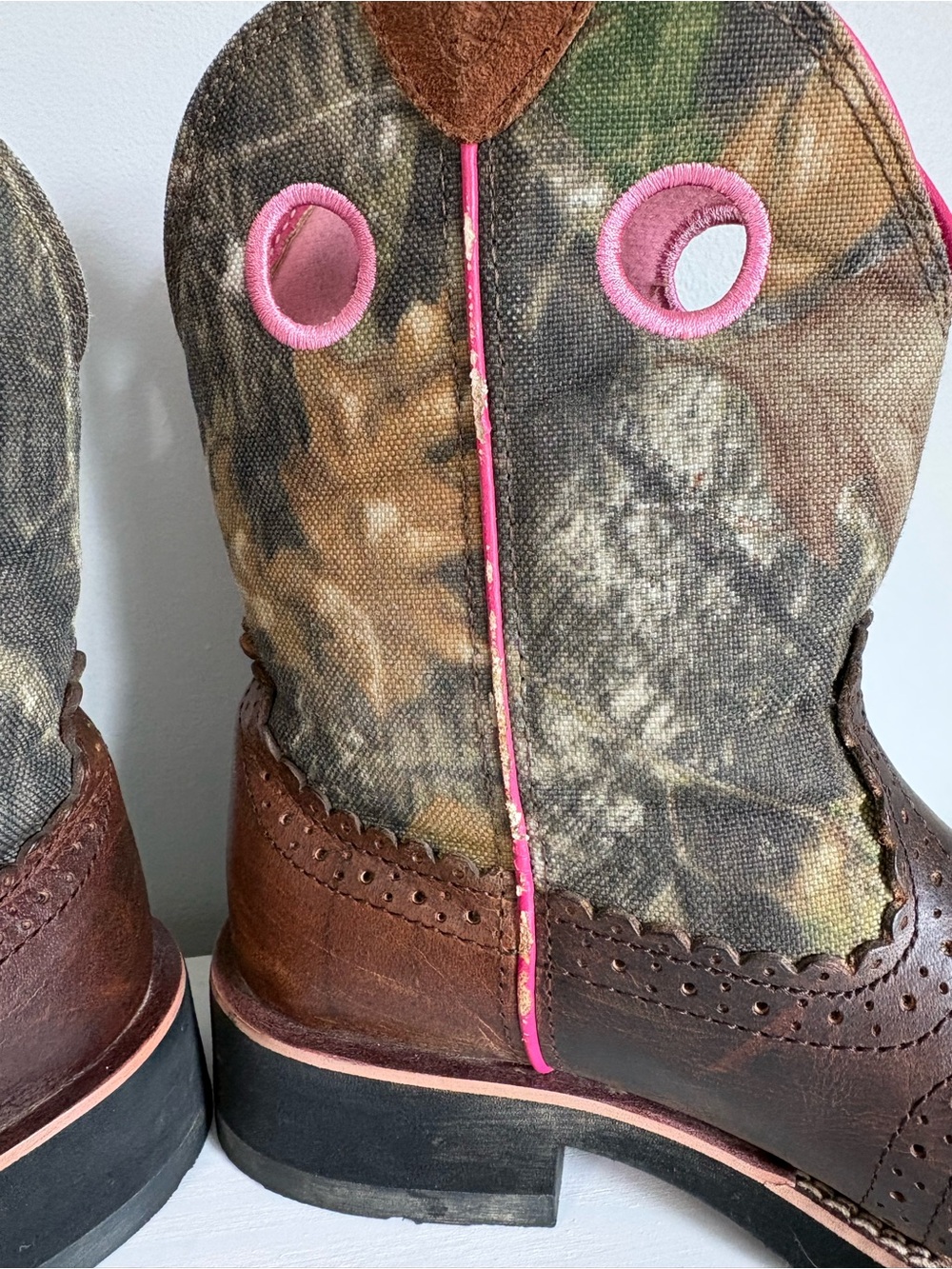 Ariat Fatbaby Cowgirl Camo Pink Western Boots 7.5B - Picture 8 of 12